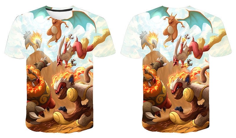 Pokémon Fire-Type Starters 3D Printed T-shirt 