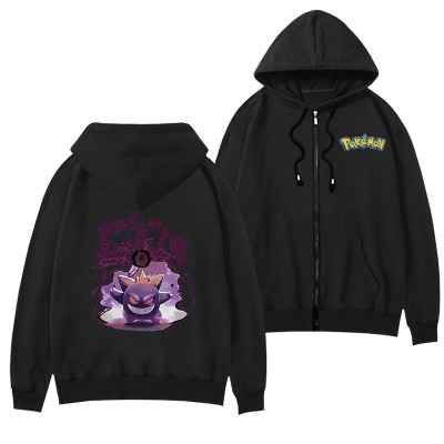 Pokémon Angry Gengar Black Zippered Hooded Sweatshirt