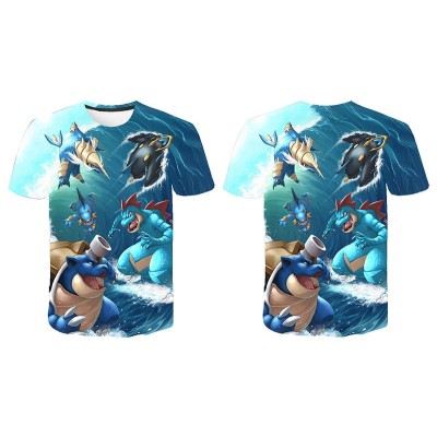 Pokémon Water-Type Blastoise Feraligatr Swampert Empoleon Samurott Printed T-shirt 