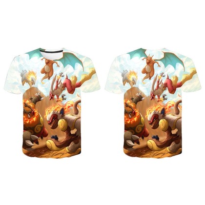 Pokémon Fire-Type Starters 3D Printed T-shirt 