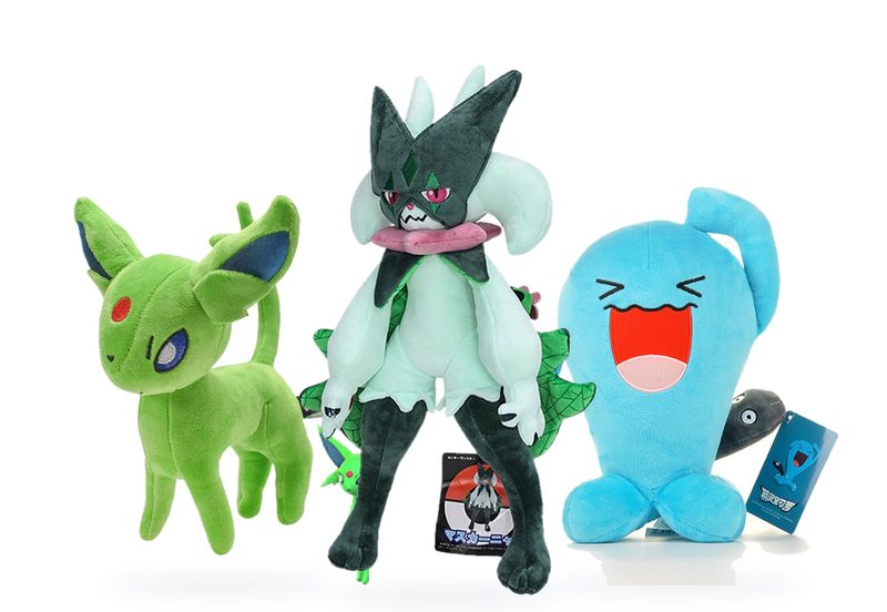 Espeon, Meowscarada and Wobbuffet plush toys